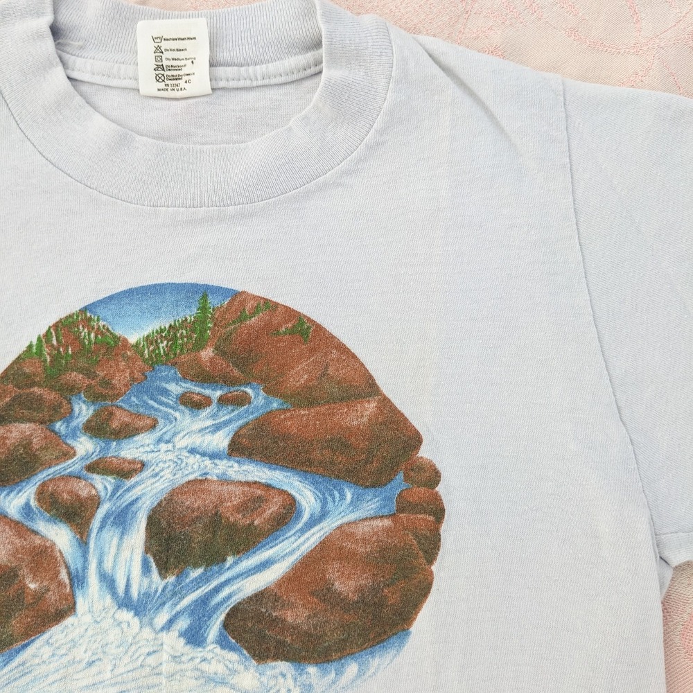 Vintage Tuolumne River T-Shirt XS Grey Single Stitch Graphic Nature Tee USA Made - Picture 6 of 16